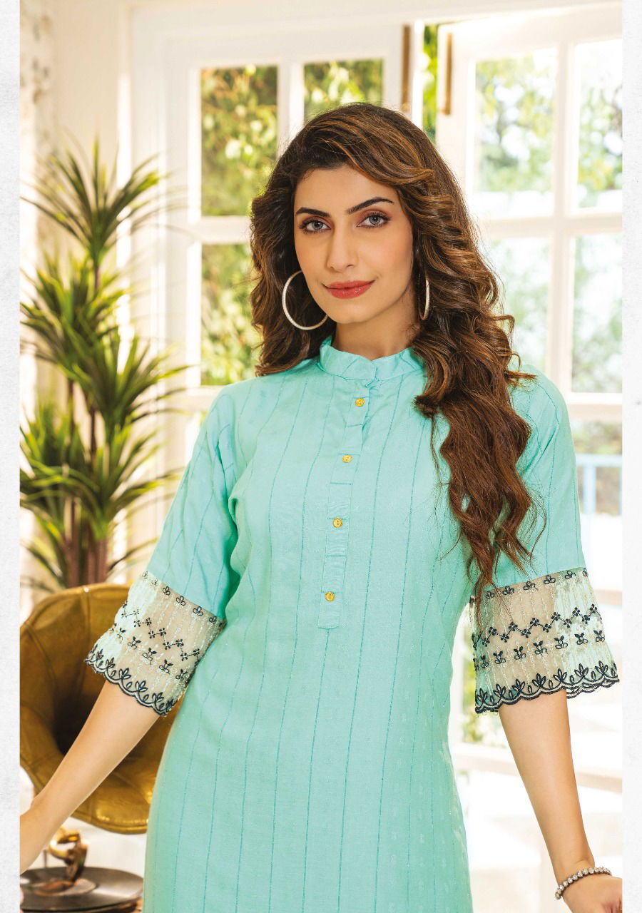 Wanna Tanvi 3 New Fancy Wear Rayon Embroidery Fancy Kurti Collection